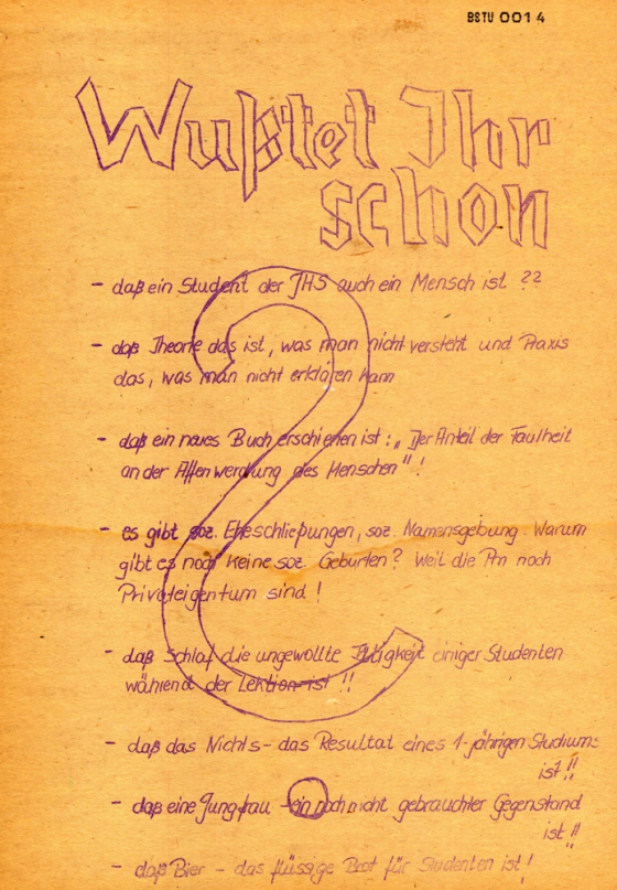 DDR-Zeitung der FDJ-Jugendhochschule am Bogensee